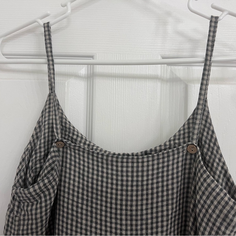 Simply Grey Linen Gingham Dress - Picture 2 of 5
